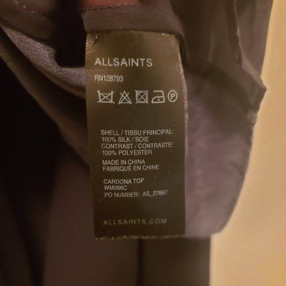 All Saints Cardona Top Size 6 in Blue Silk - Picture 6 of 12